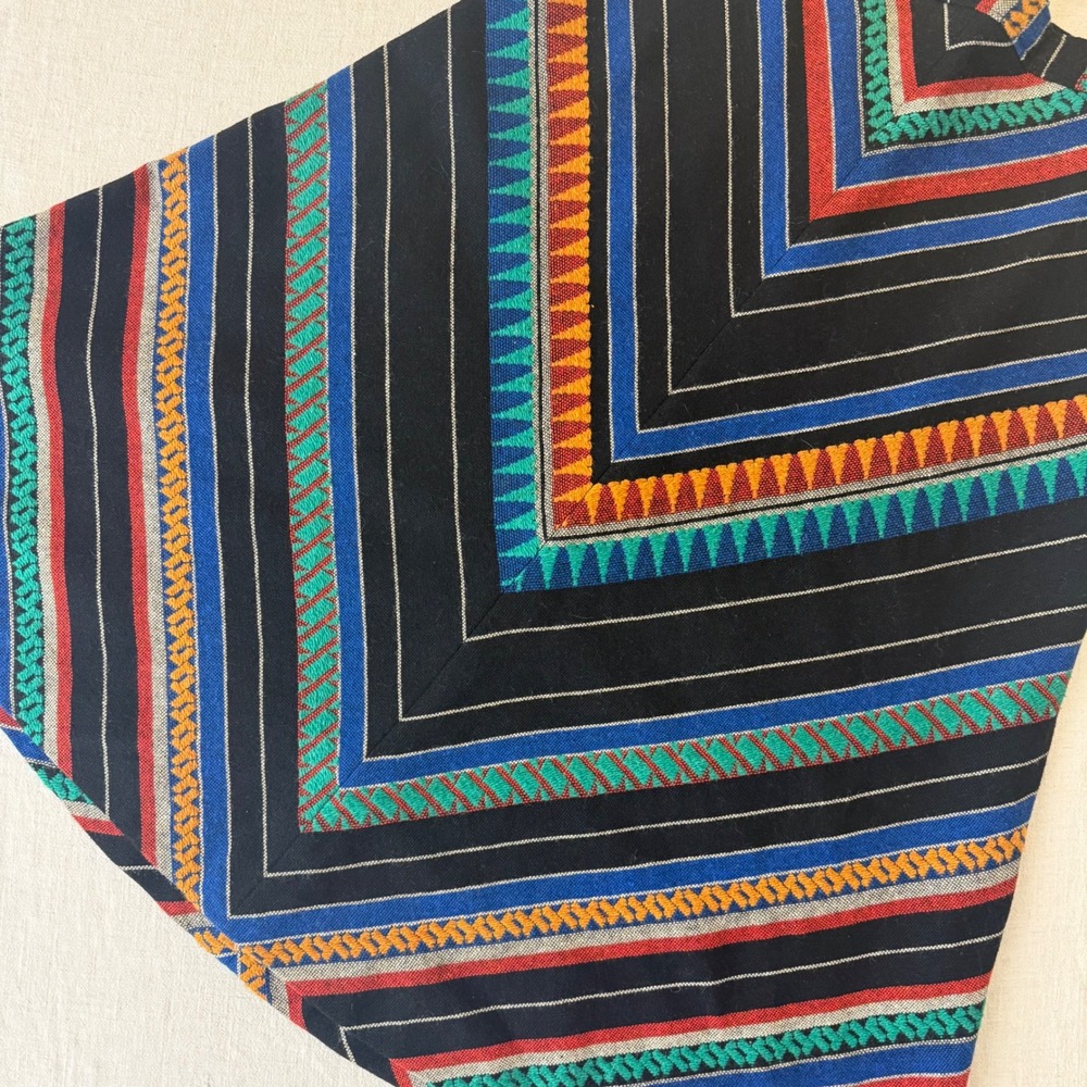 Vintage Southwestern Woven Chevron Stripe A-Line Midi Skirt Black Multi Sm/Md - Picture 11 of 13